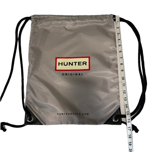 Hunter Original Gray Silver Drawstring Backpack Gym Travel Tote Logo Bag - Picture 6 of 7